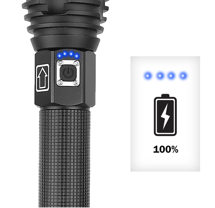 Мощный светодиодный светильник-вспышка XHP90, перезаряжаемый через USB, XHP70.2, тактический фонарь, водонепроницаемый, с увеличением, охотничий светильник, Use18650 или 26650 Battey