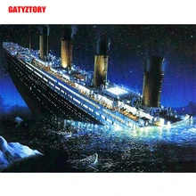 GATYZTORY 3D Алмазная живопись полная квадратная дрель DIY домашний Декор Ремесло Стразы мозаичная картина фото на заказ затонувший Круизный корабль