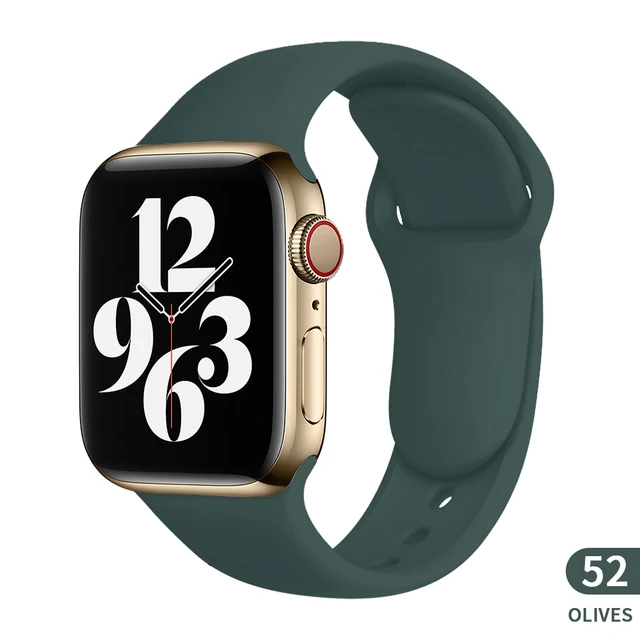 Soft Silicone Sport Band for Apple Watch SE 7 Series 44MM 40MM rubber Watchband Strap on smart iWatch 654321 42MM 38MM bracelet Olive green