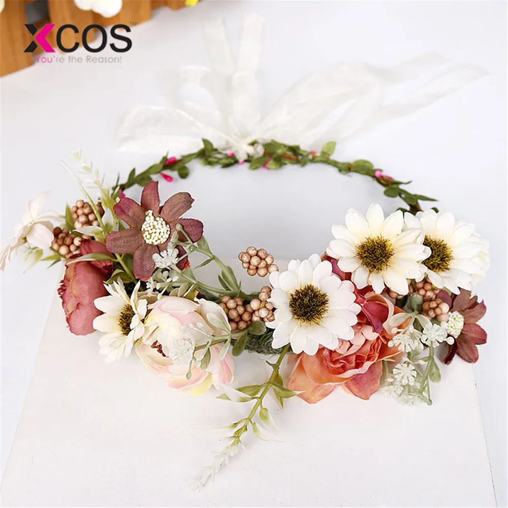 KU009-4 XCOS Bohemia Garland новая пляжная Фотографическая гирлянда головной убор невесты сладкий милый цветок девушка головной убор для невесты для свадьбы - Цвет: KU009-4