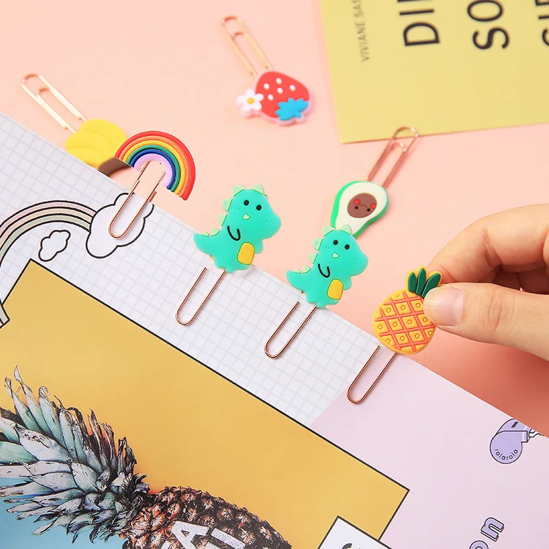 Cute Flower Rainbow Paper Clip paper clips book clips mini bookmark 1 Pcs Office School Supply Photo Decorative Stationery Bookmark Gift Funny Avocado Cactus Daisy