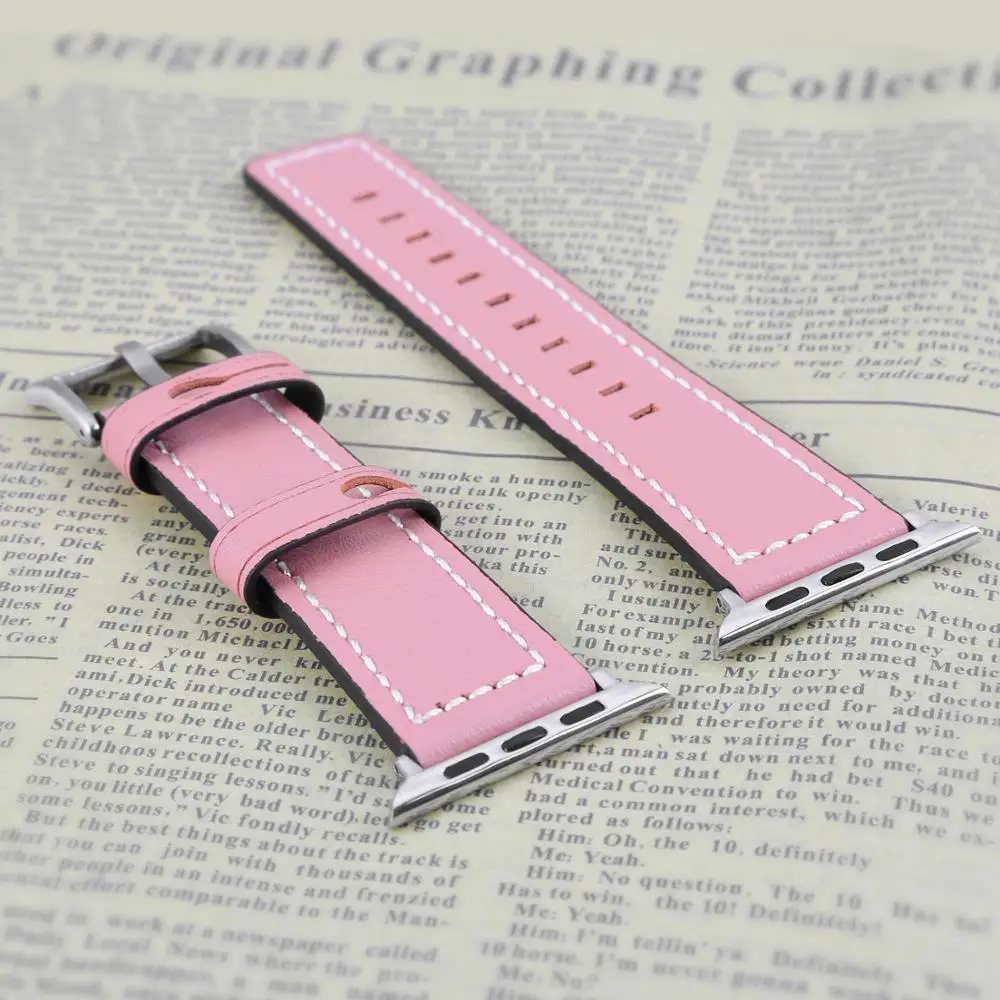LLS pink Joyozy ремешок из натуральной кожи для часов Apple Watch Band кожаный браслет iwatch серии для часов Apple Watch 5/4/3/2/1 - Цвет ремешка: LLS pink