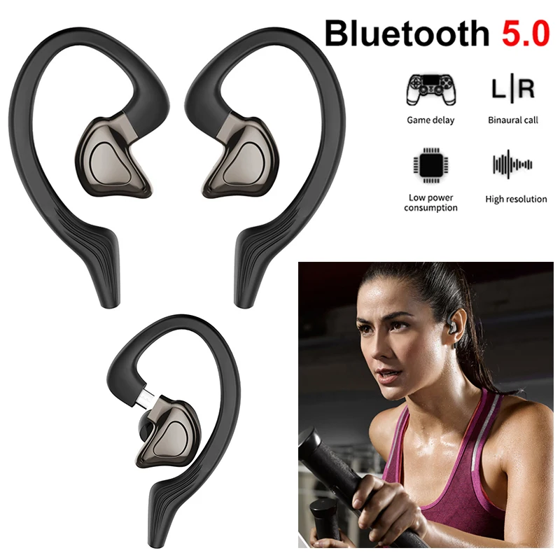Sports Earphones TWS 5 0 Bluetooth Waterproof Headphones Stereo Sound Earbuds Dual Mic Wireless Bluetooth Headsets