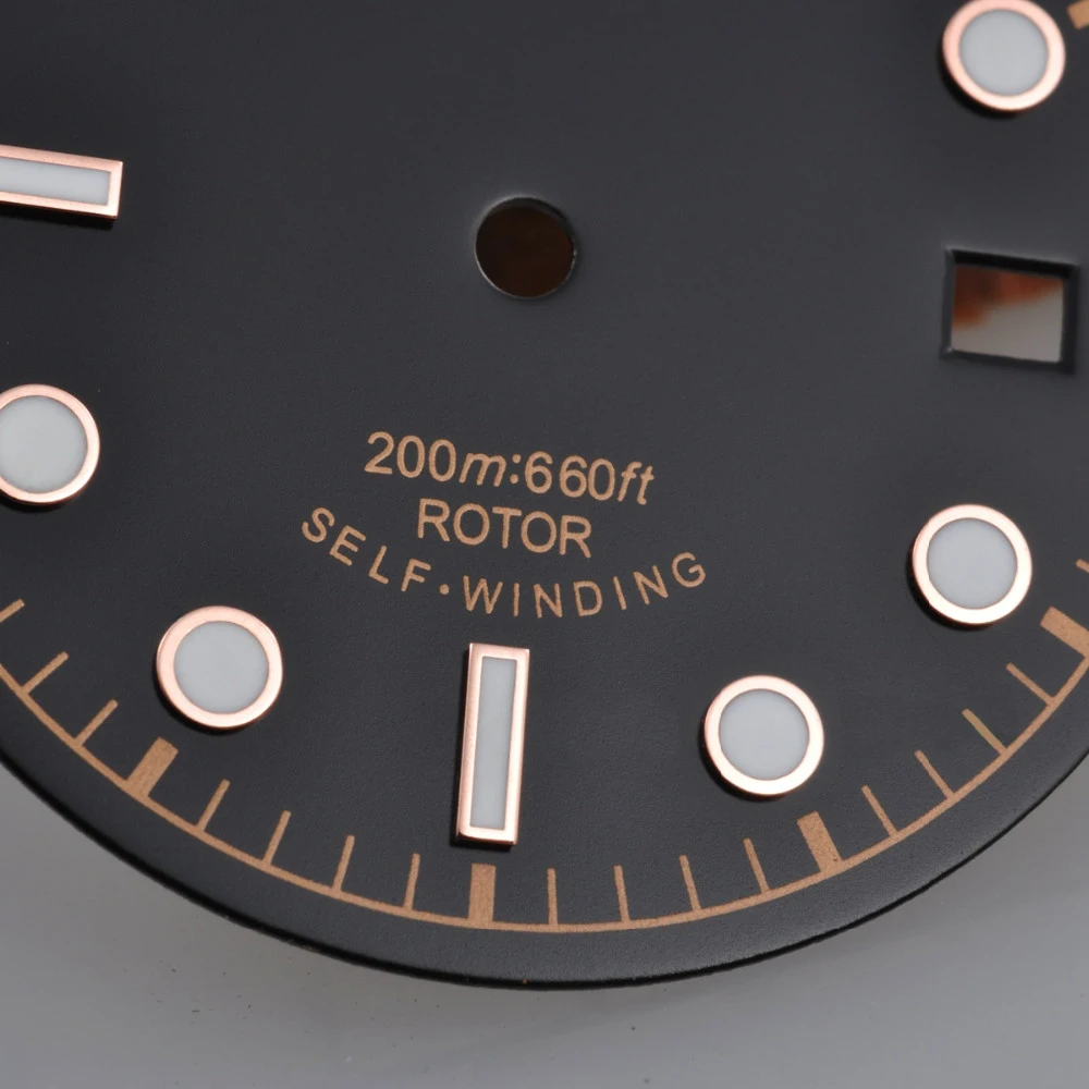 Детали часов, 30,4 мм черный стерильный циферблат из розового золота для Unitas ETA 2824 2836 автоматические движения