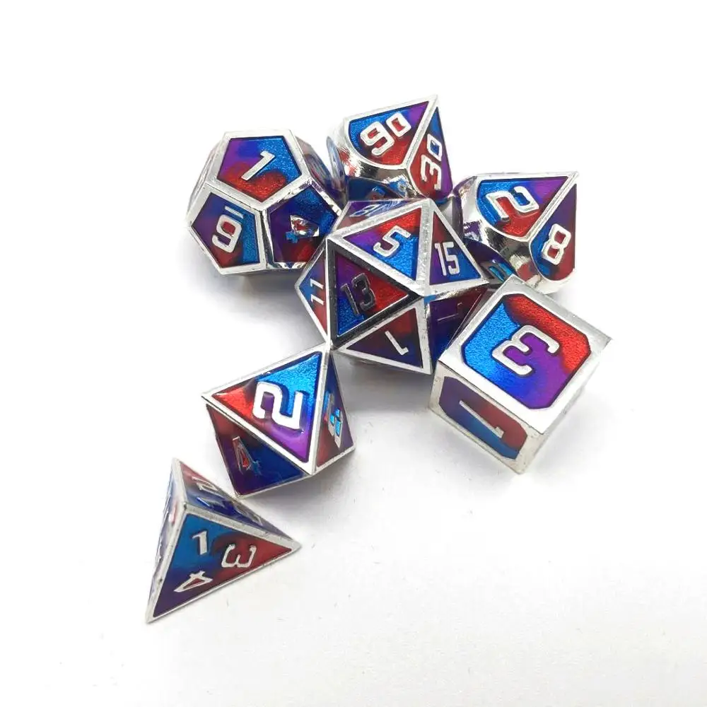 CesieLyn набор металлических игральные кости DnD D20 7 шт RPG цинковый сплав кубики