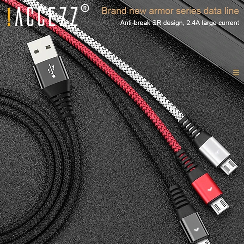 ! ACCEZZ кабель для передачи данных Micro USB светодиодный зарядный шнур Samsung Galaxy S7 S6 Huawei