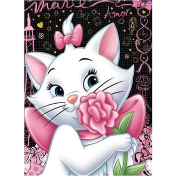 

5D DIY Diamond Painting Cartoon Full Square/Round drill Mosaic Embroidery Cross-stitch Kits Aristocats Marie Cat Home Decoration