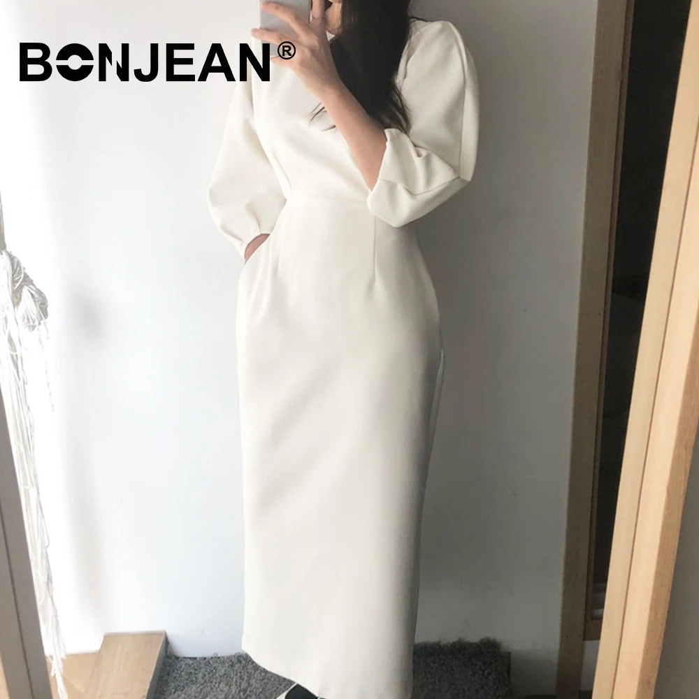 

Black White Dress Party Evening Ladies Elegant Dress Spring Autumn Winter High Waist Formal Long Dresses Z032