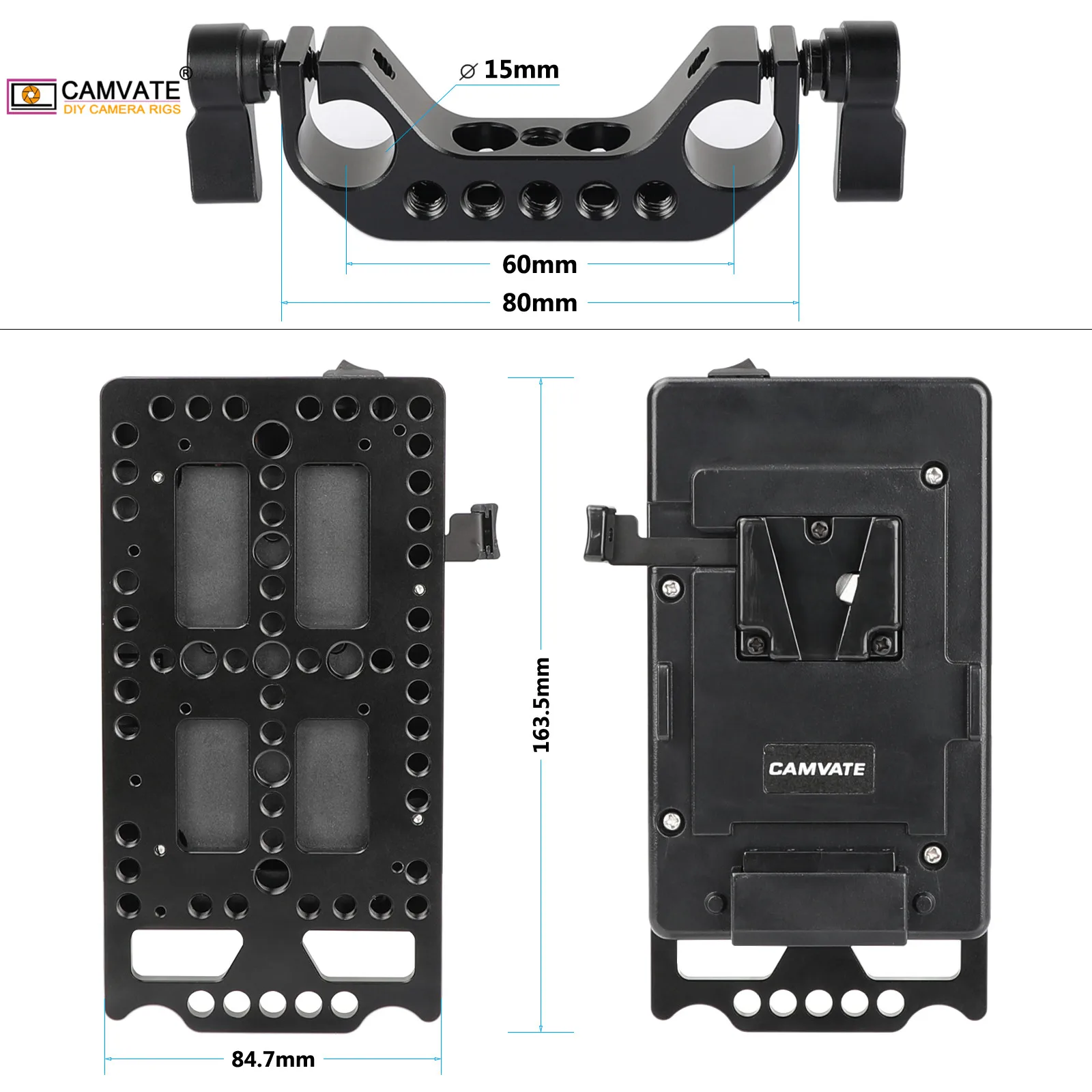 CAMVATE V Lock Quick Release Монтажная пластина/Питание сплиттер с Стандартный 15 мм
