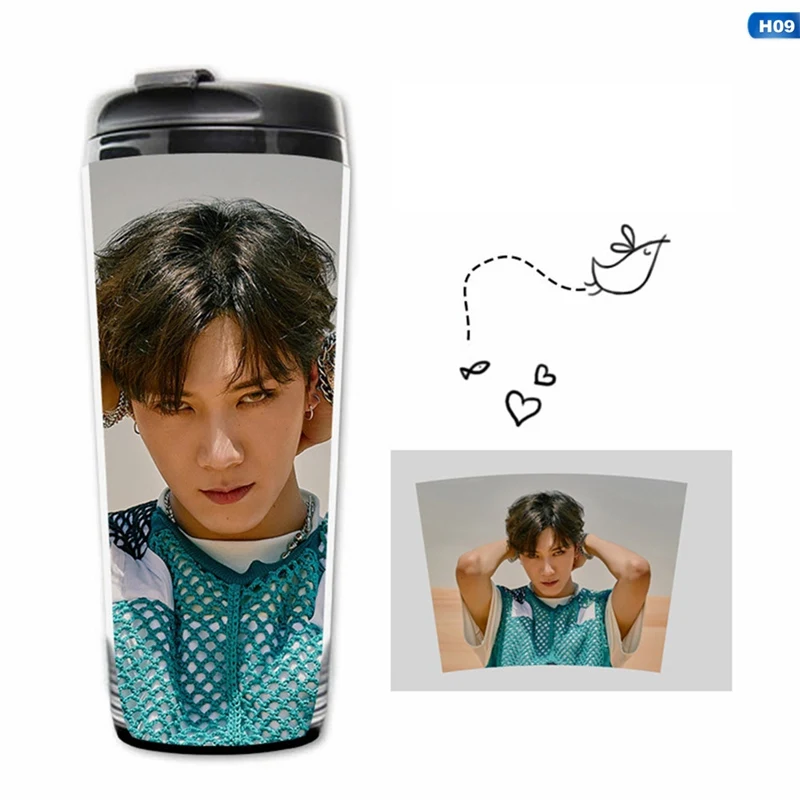 09 Kpop SuperM Мини альбом из нержавеющей стали чашка для воды K-pop BAEKHYUN LUCAS MARK TAEYONG TEN TAEMIN KAI двухслойная кривая чашка для бутылок - Цвет: 09
