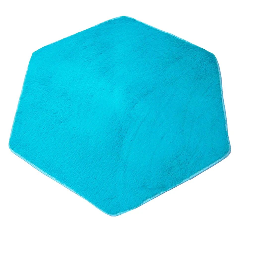 Comfortable Hexagonal Tent Carpet Rug Kids Indoor Playhouse Floor Mat Blue