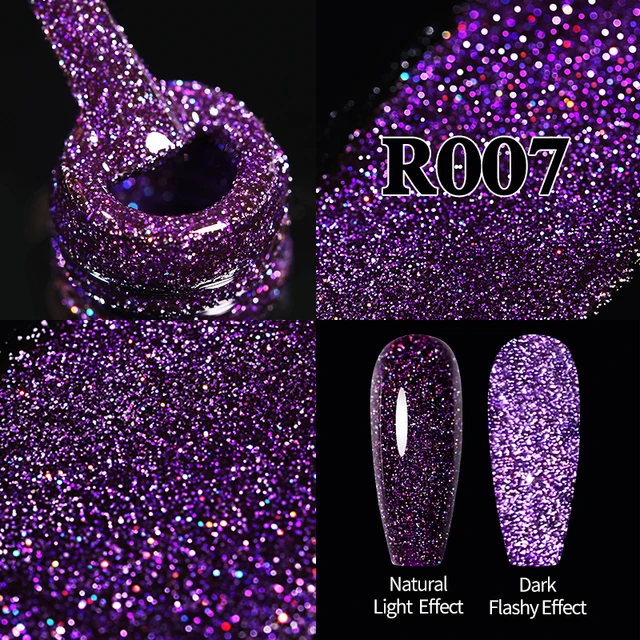 UR SUGAR 7.5ml Pink Reflective Glitter Gel Nail Polish Silver Purple Sequins Soak Off UV Gel Nail Art Manicuring Nail Gel Reflective -R007