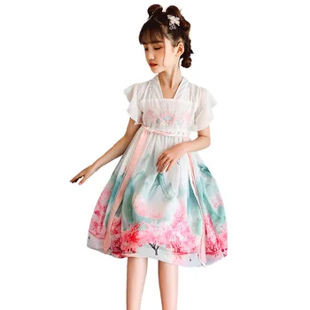

Summer 2020 new children's clothing girls dress children's costume ink Hanfu Chinese style fairy dress