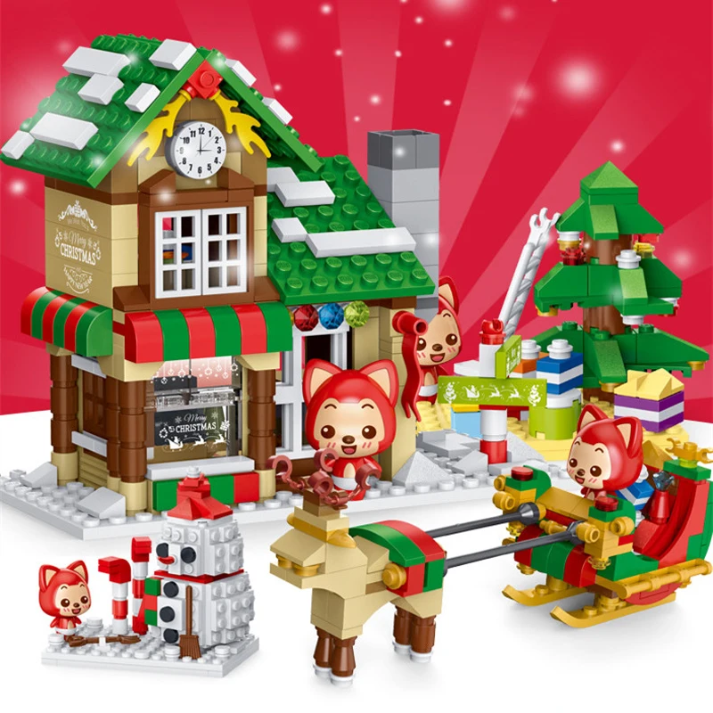 

2019 City Creator Winter Village Christmas Tree Snowman Santa Claus Gingerbread House Model Building Blocks Bricks Toys Juguetes