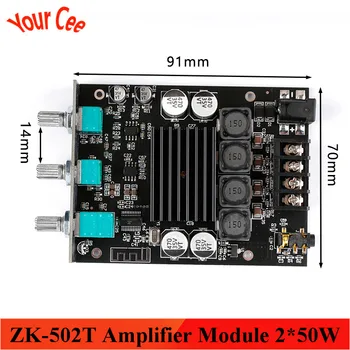 

ZK-502T TPA3116D2 Audio Amplifier Board Module 2*50W High Bass Adjustment Audio Bluetooth 5.0 Dual Channel Stereo Subwoofer New
