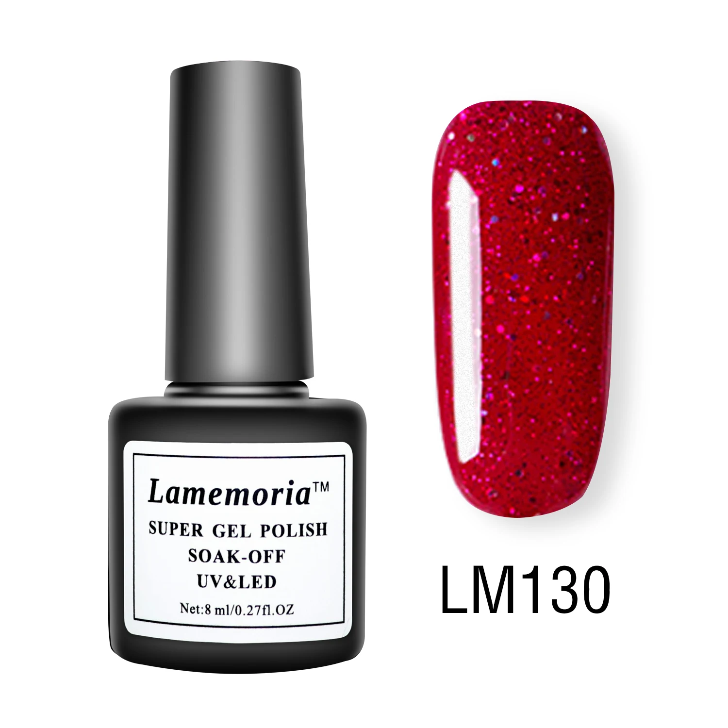 LM130 Lamemoria, 8 мл, синий блестящий Гель-лак для ногтей, гибрид, УФ Гель-лак, лаки для маникюра, основной дизайн, маникюр, Нейл-арт, топ, Nagellak - Цвет: LM130