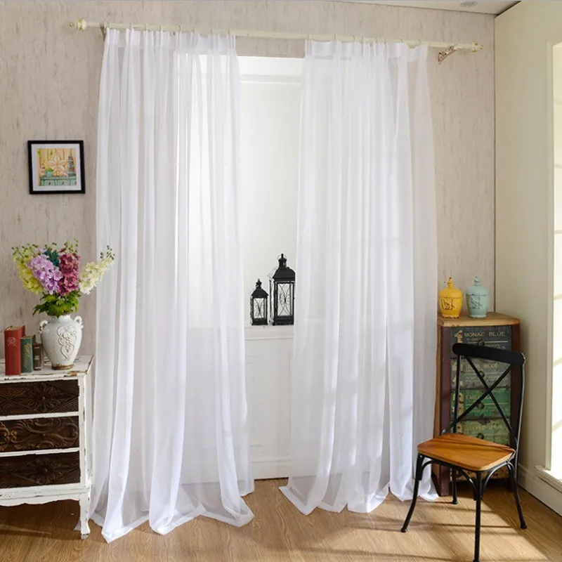 Европейские однотонные белые тюлевые занавески для окна, занавески для гостиной, кухни, современные оконные занавески, вуаль, занавески P184Z40