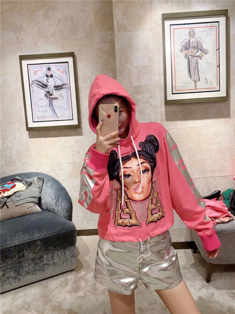 Minaj Joint модные хлопковые толстовки с длинными рукавами, розовые пуловеры с принтом Аватара, топы с круглым вырезом, женская зимняя забавная толстовка с капюшоном