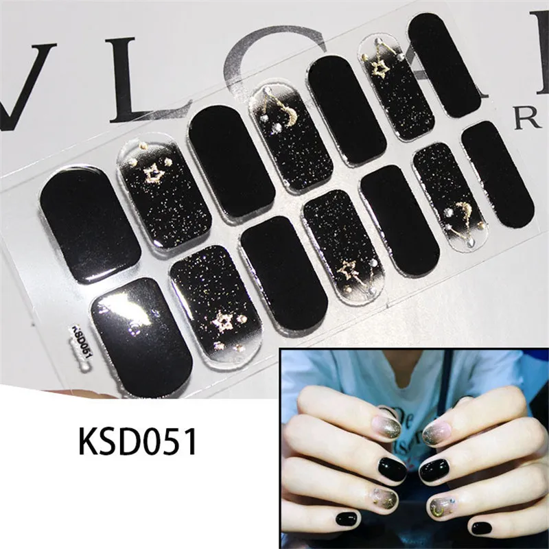 

14 tips/sheet DIY 3D Nail Stickers Full Cover Glitter Marbling Toenail Strips Waterproof Nail Patch Toenail Foils Wraps