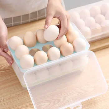 

The New Transparent Plastic Anti-collision Egg Tray Refrigerator Storage Box 15 Compartments Large Capacity