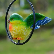 10 Стиль Милая птица Смола ремесла животное птица украшение, статуэтка с железным кольцом сад дизайн Ландшафтная Скульптура фестиваль Декор