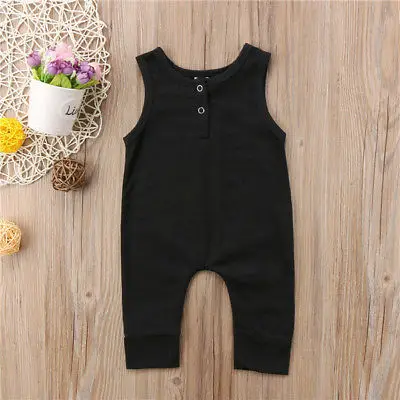 Brand New Newborn Toddler Infant Kids Baby Girls Boys Romper Sleeveless Jumpsuit Harem Pants Clothes Solid Outfits 0-18M