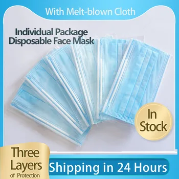 

Individually Packaged Disposable Face Masks,Nonwove 3 Layer Ply Filter Disposable Masks ,Mouth Face Mask Protective Breathable