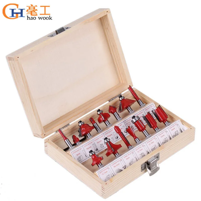  15pcs 6.35mm Shank Milling Cutter Machine Set Router Bits for Wood Carbide Mill Woodworking Engravi
