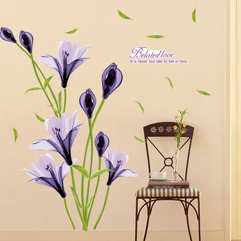 

[shijuekongjian] Platycodon Grandiflorum Flower Wall Sticker Vinyl DIY Home Decor Decals for Living Room Bedroom Decoration