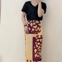 Новая Осенняя плиссированная юбка Miyake тонкая складчатая юбка с принтом