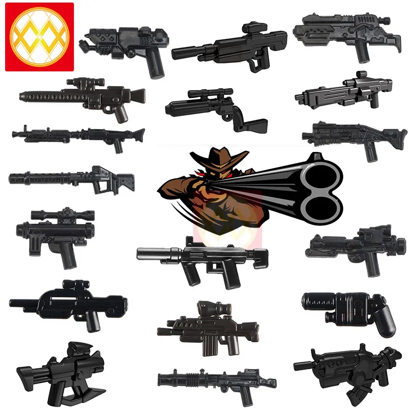 Single Sci-fi third-party weapons  Animation Game All kinds of guns mobile game Building Blocks Children Gift Toys