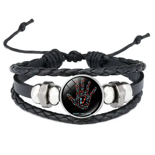 6 Twenty One Pilots браслет многослойный Плетеный Кожаный Браслет Модный музыкальный браслет знак Стекло Кабошон Шарм Pulsera - Окраска металла: 6