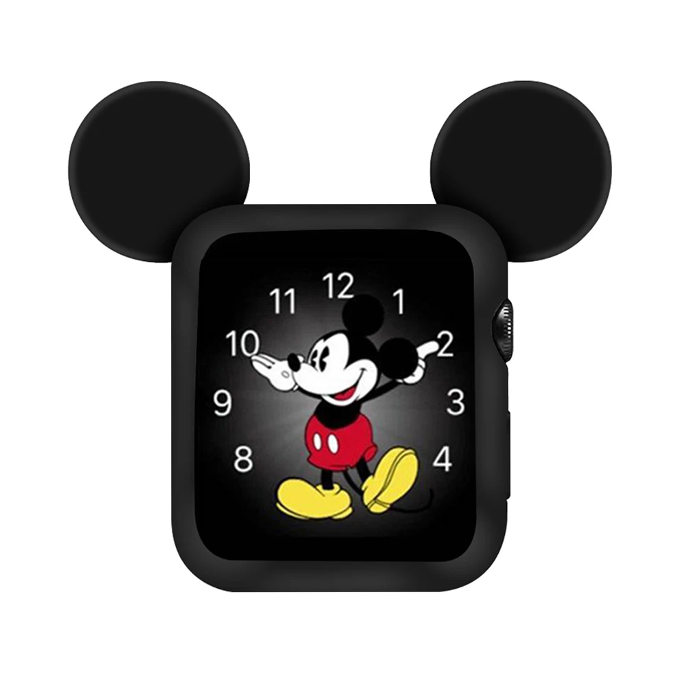 case for apple watch 4 3 2 1 5 40MM 44MM Serilabee MIc Key CUTE mouse protect Tpu cases for iwatch series 4 3/2/1/5 - Цвет: Черный