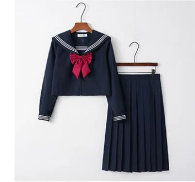 WITH LONG SKIRT Японский JK униформы ортодоксальные высококачественные ветряные матрос костюм класс обслуживания Униформа школьная форма женский колледж Ветер костюм - Цвет: WITH LONG SKIRT