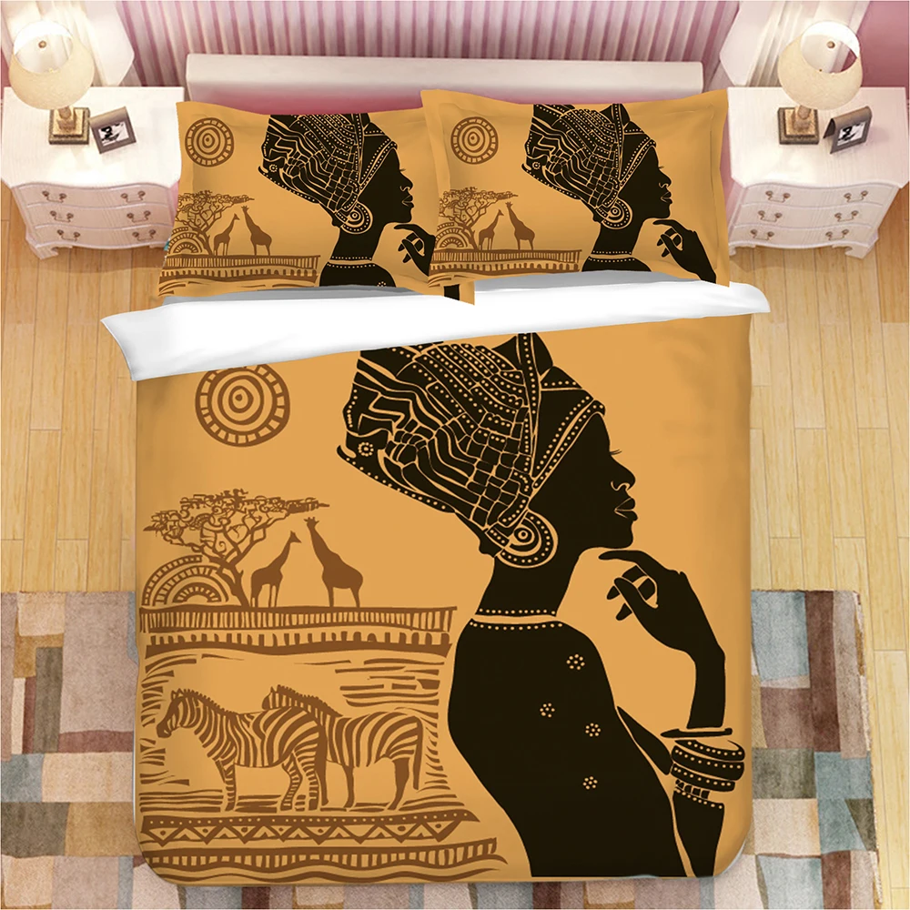 

Ethnic African Women Print 3D Bedding Set Duvet Covers Pillowcases One Piece Comforter Bedding Sets Bedclothes Bed Linen