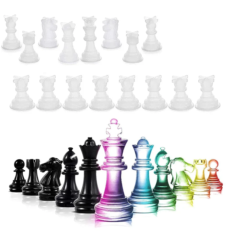 DIY Chess Piece Crystal Epoxy Resin Mold Queen King 6 Three-Dimensional Chess Piece Silicone Mold 1