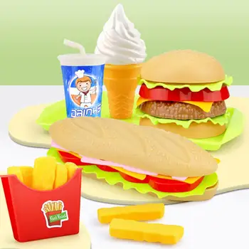 

Kids Simulation Hamburger Toy Realistic Fast Food Hamburger French Fries Kitchen Model Kids Pretend Play Toy For Girl Kid