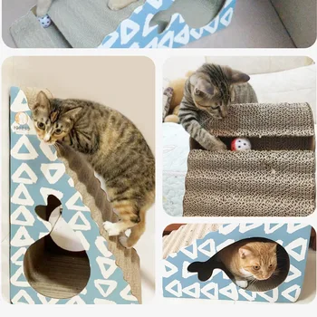 

Cat Teaser Toy Cat Nest Corrugated Paper Box a Lint Protection Cat Scratch Sofa Vertical Type Scratching Post Scratching Board U