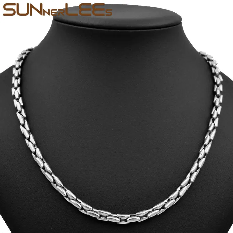 Ожерелье SUNNERLEES из нержавеющей стали 316L 6 мм Геометрическая цепочка Серебряное
