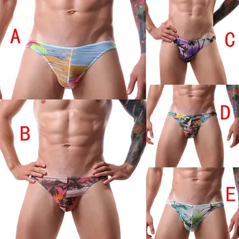 

Men's Print Briefs Natural Washed Breathable Comfortable mens underpants Sexy Underwear male