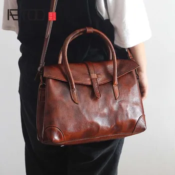 

AETOO Handmade original retro first layer cowhide men bag casual mad horse leather shoulder bag simple leather messenger bag