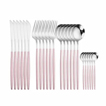 

304 Stainless Steel 24pcs Gold Flatware Set Tableware Set Knife Fork Spoon Cutlery Set Dishwasher Safe Gift Box Dinnerware Set