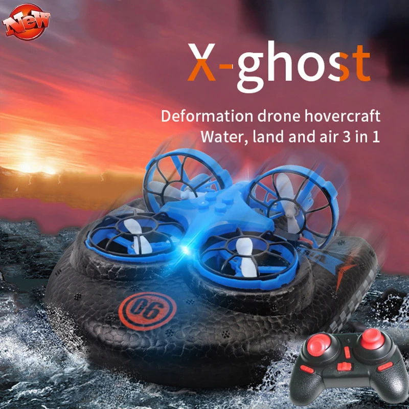 2503 17 De Réductioncadeau De Noël Eau Terre Air 3 à 1 Multifonction Télécommande Hovercraft Drone 24g Moucheterreeau Mode Rc Hovercraft