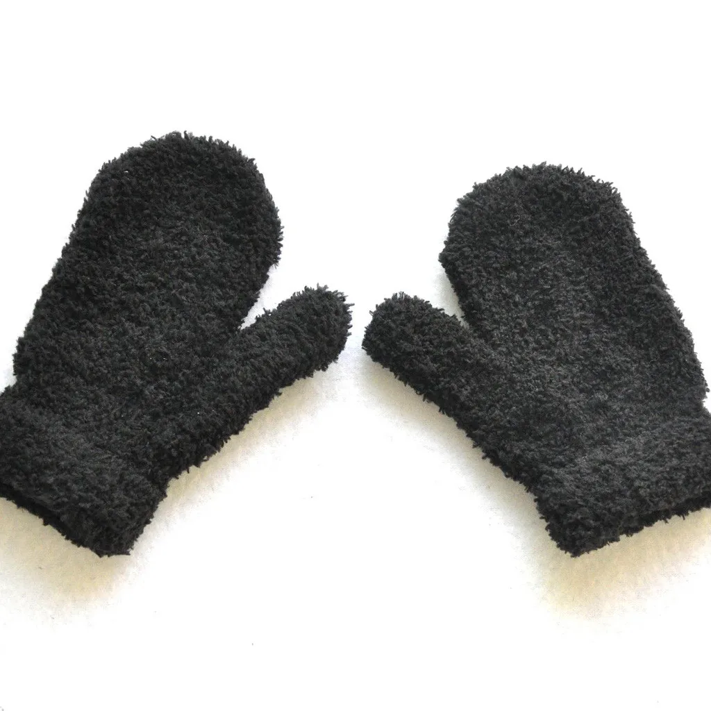 Детские зимние теплые вязаные зимние теплые милые перчатки; Новые однотонные теплые вязаные перчатки для малышей; варежки; зимние теплые перчатки#445