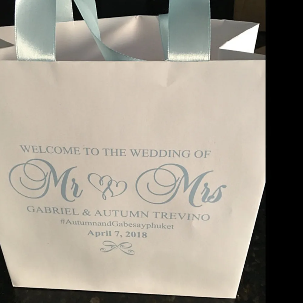 Personalized Champagne Wedding Welcome Bags With Satin Ribbon And Your  Names, Elegant Wedding Thank You Gifts & For Guests - Gift Boxes & Bags -  AliExpress