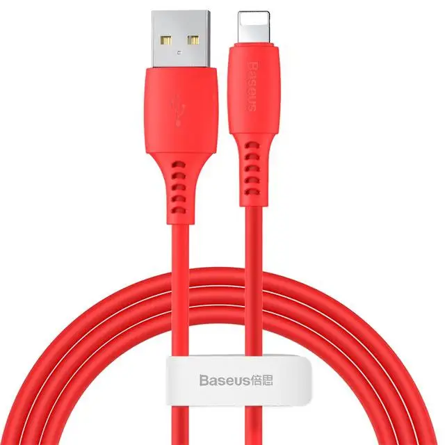 Цветной usb-кабель Baseus для iPhone 11 Pro Max 2,4 A, кабель для быстрой зарядки для iPhone Xs Max Xr X 8 7 6 6 S Plus, шнур для передачи данных, зарядное устройство - Цвет: Красный