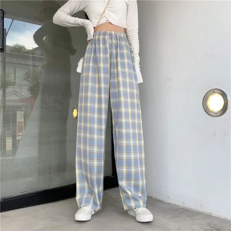 Wide Leg Plaid Pants 6 Colors - 10 - Kawaii Mix