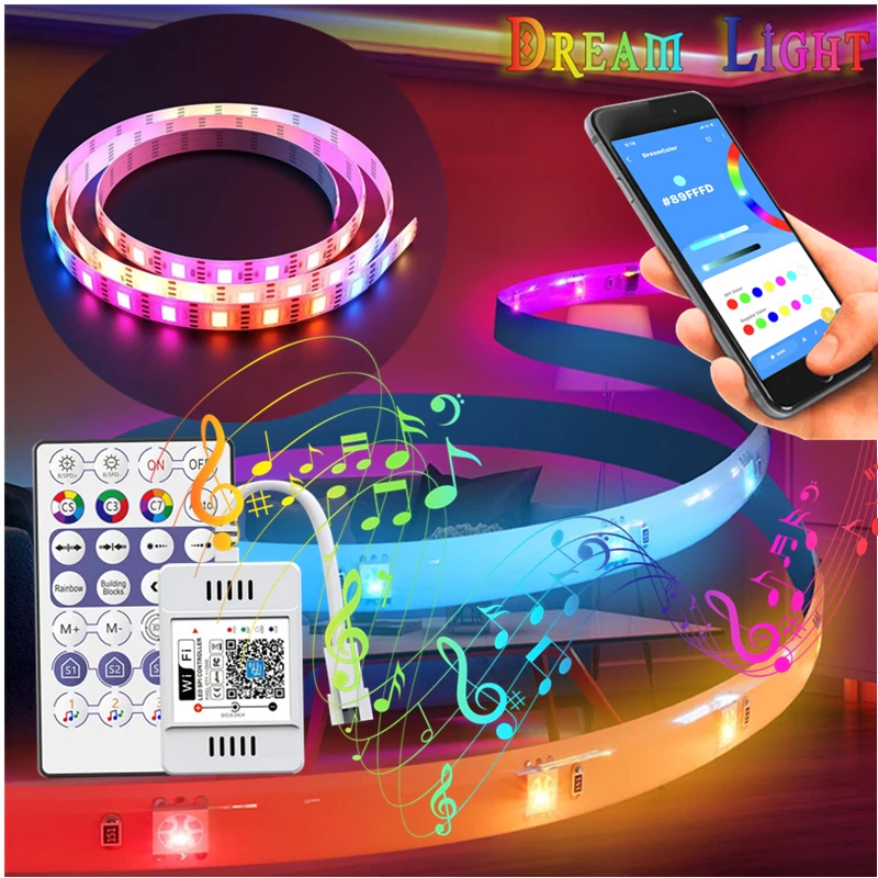 Светодиодная ленсветильник RGBIC Dream Color SMD WS2811 гибкая Радужная лампа для