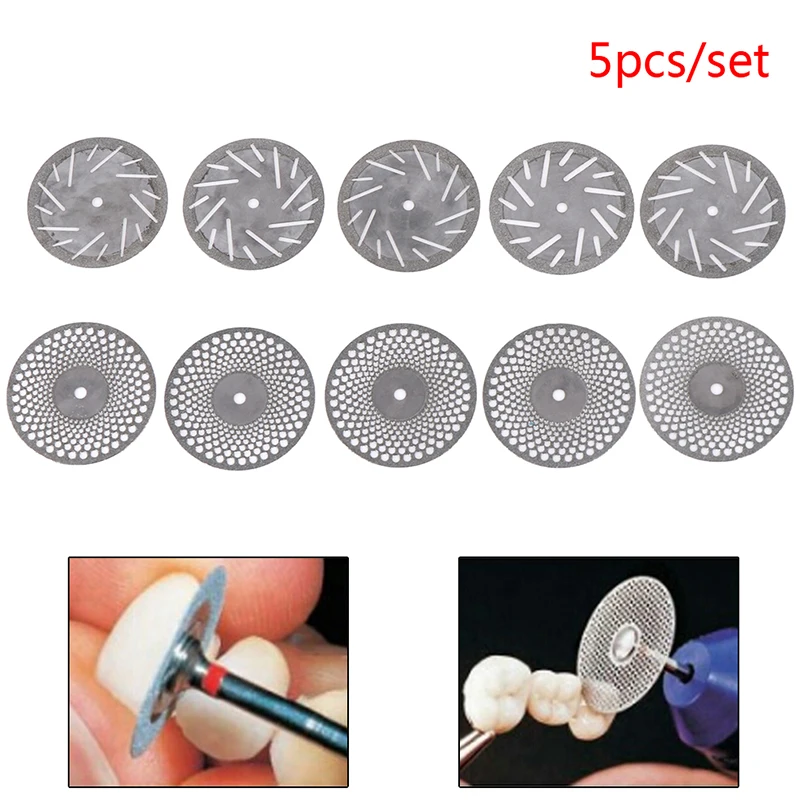 5pc/set Dental Thin Ultra-thin Double Sided Sand Diamond Cutting Disc With Mandrel For Separating Polish Ceramic Teeth Whitening
