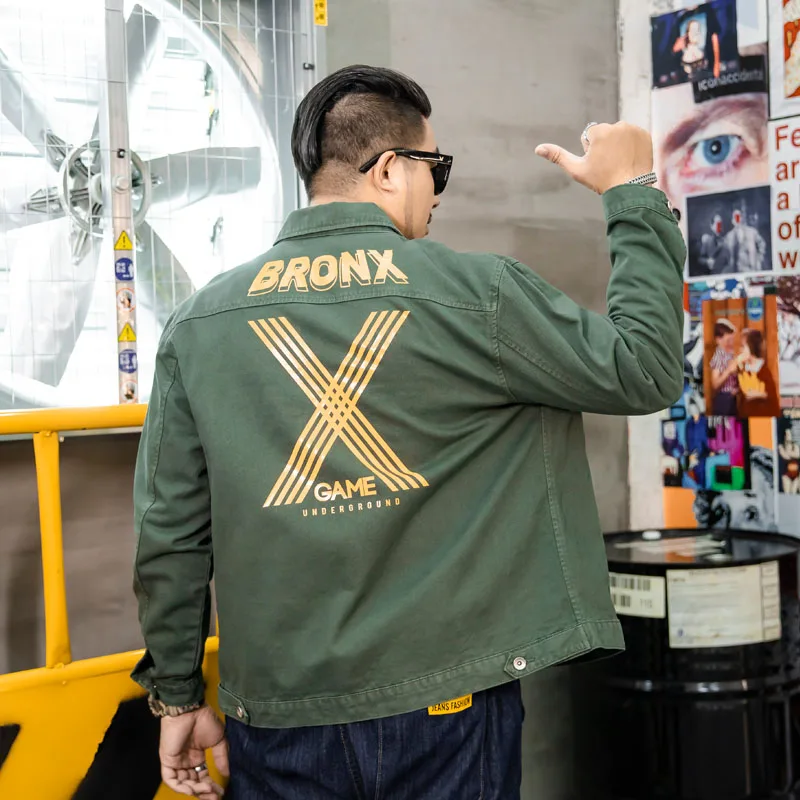 Плюс Размер 6XL мужская зеленая джинсовая куртка однотонная Повседневная Высококачественная Мужская куртка ковбойская Мужская джинсовая уличная Chaqueta Hombre; YA084 - Цвет: Print